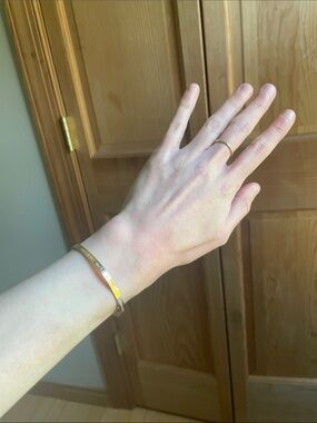 Gold Filled Engraved Bangle Bracelet - “Breathe Well - Reflect Inwards”